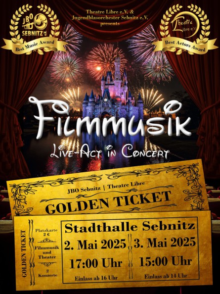 Plakat Filmmusik Live-Act in Concert 2025 mit Golden Ticket
