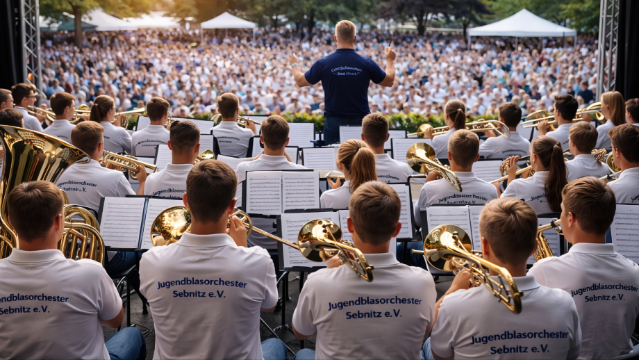Blasmusik auf einem Stadtfest mit Publikum